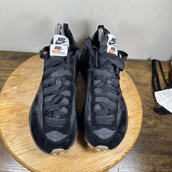 Nike x Sacai Vaporwaffle Shoes Mens Size 8 Black DD1875-001 Double Tongue Rare main image 5